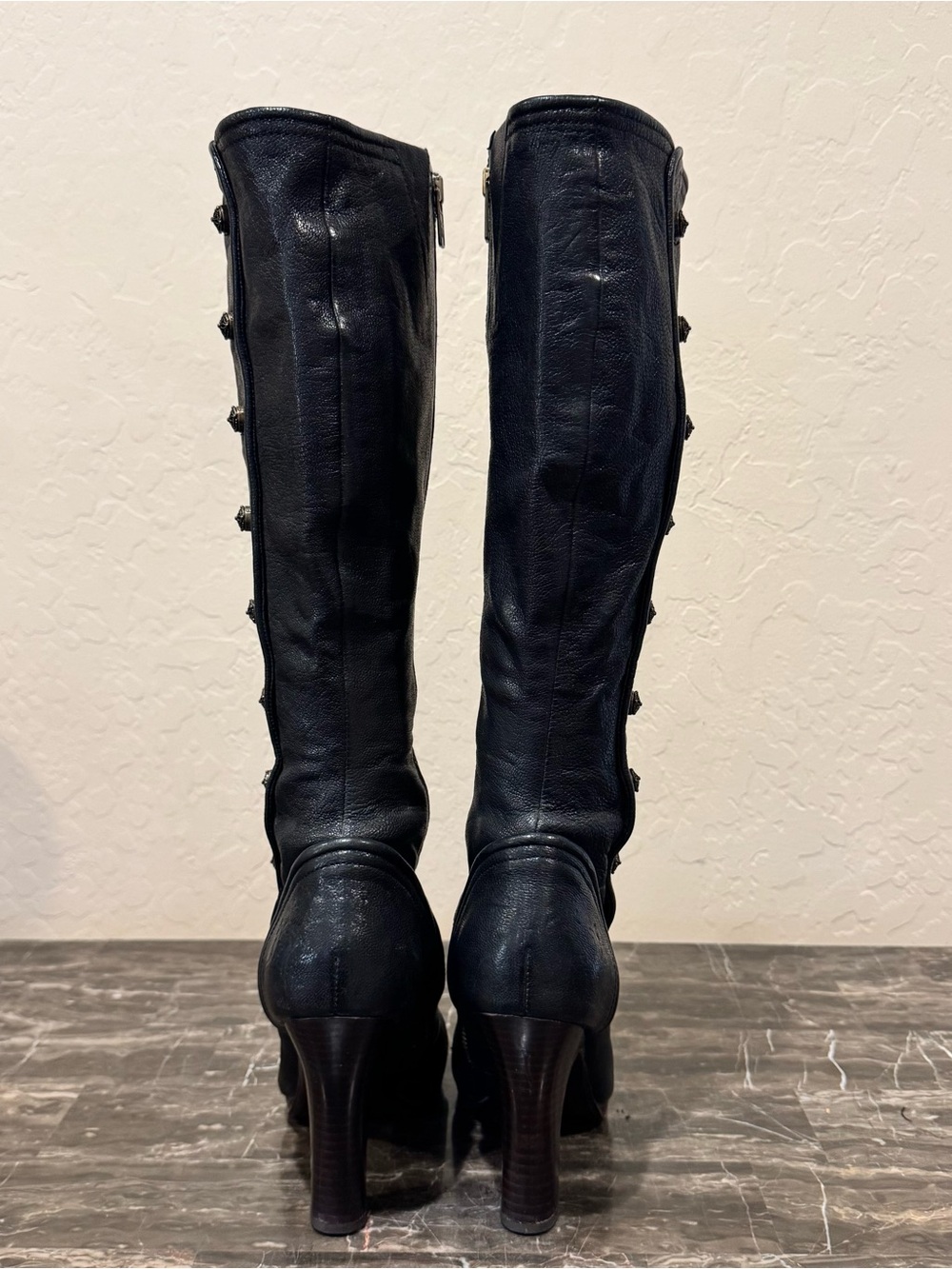 Frye Leather Matilda Button Victorian
Style Heeled Knee High Boots - Picture 9 of 13